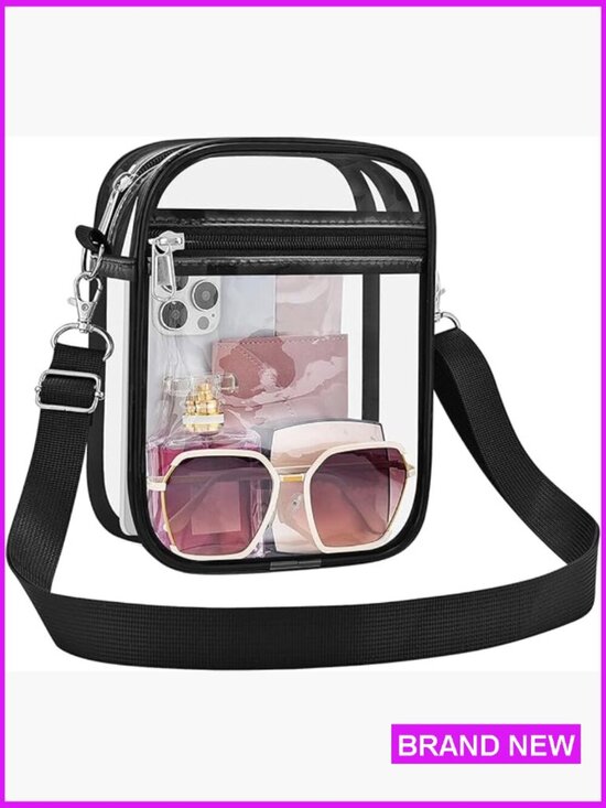 Handbags - Clear Crossbody Bag Stadium Approved PVC Concerts Festivals Events Zip Closure